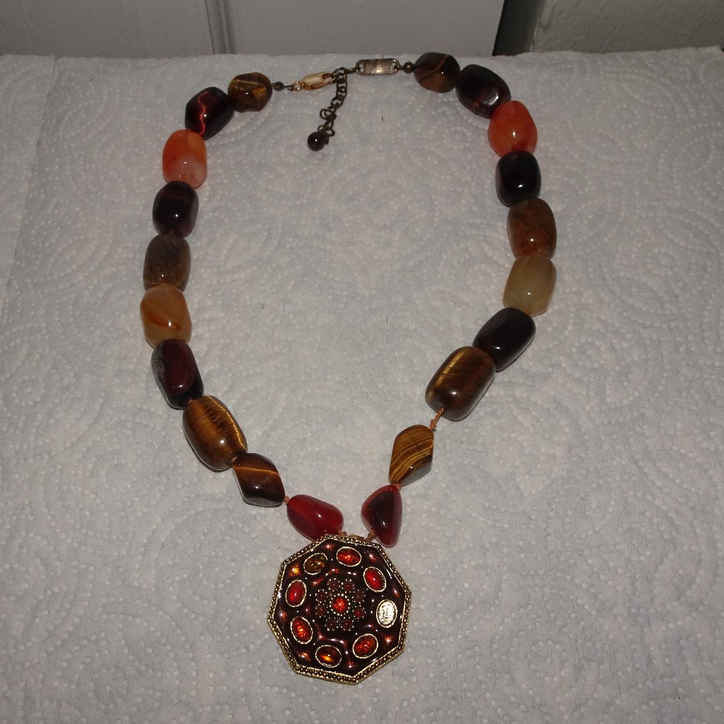 A.V. Max Tiger Eye Stone Pendant Necklace